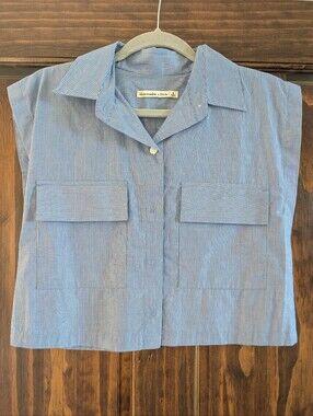 Abercrombie & Fitch Striped Cropped Utility Shirt